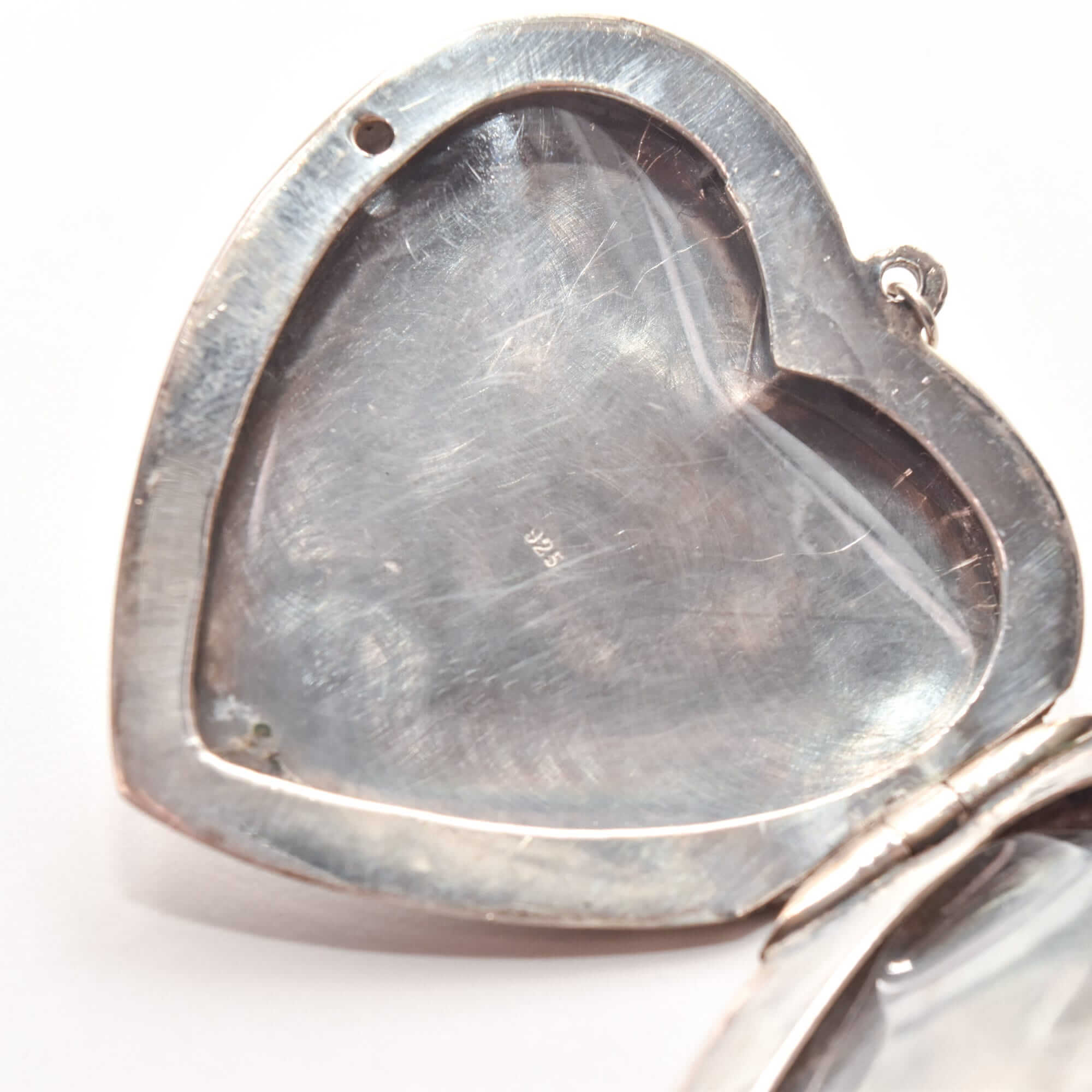 Large Engraved/Etched Sterling Silver Heart Locket, 2 Picture Windows W/ Cover, Estate Jewelry, 6cm