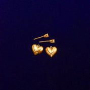 10K CZ Diamond Heart Stud Earrings In Yellow Gold