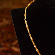 Vintage 1960's Crown Trifari Bamboo Link Gold-Tone Necklace, Valentines Day Gift, 16.5" L