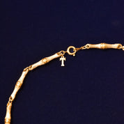 Vintage 1960's Crown Trifari Bamboo Link Gold-Tone Necklace, Valentines Day Gift, 16.5" L