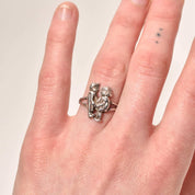 Cute Sterling Silver Lovers Ring With Movable Figures, Boy Girl Couple, Valentines Day Gift, 7 1/4 US