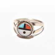 Little Zuni Sun Face Ring In Sterling Silver, Native American Jewelry, Stacking Ring, 5 1/4 US