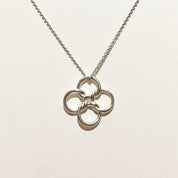 Tiffany & Co. Sterling Silver Quadrifoglio Pendant Necklace By Elsa Peretti, Valentines Day Gift, 16" L