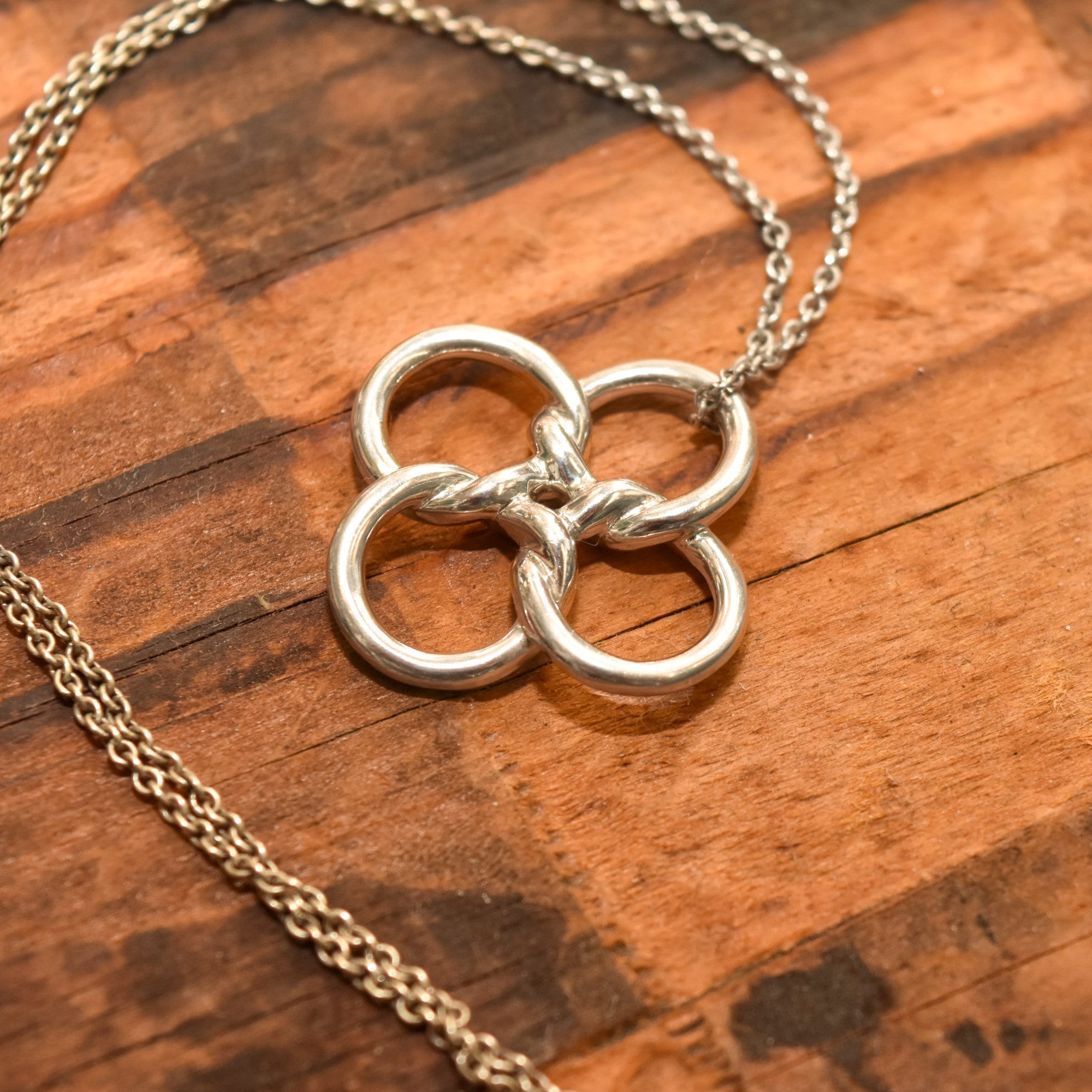 Tiffany & Co. Sterling Silver Quadrifoglio Pendant Necklace By Elsa Peretti, Valentines Day Gift, 16" L
