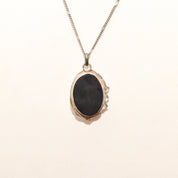 Sterling Silver Black Onyx Pendant Necklace, Beautiful Leaf Motifs, Valentines Day Gift, 30.75" L
