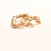 14K Textured Heart-Shaped Gold Hoops