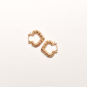 14K Textured Heart-Shaped Gold Hoops