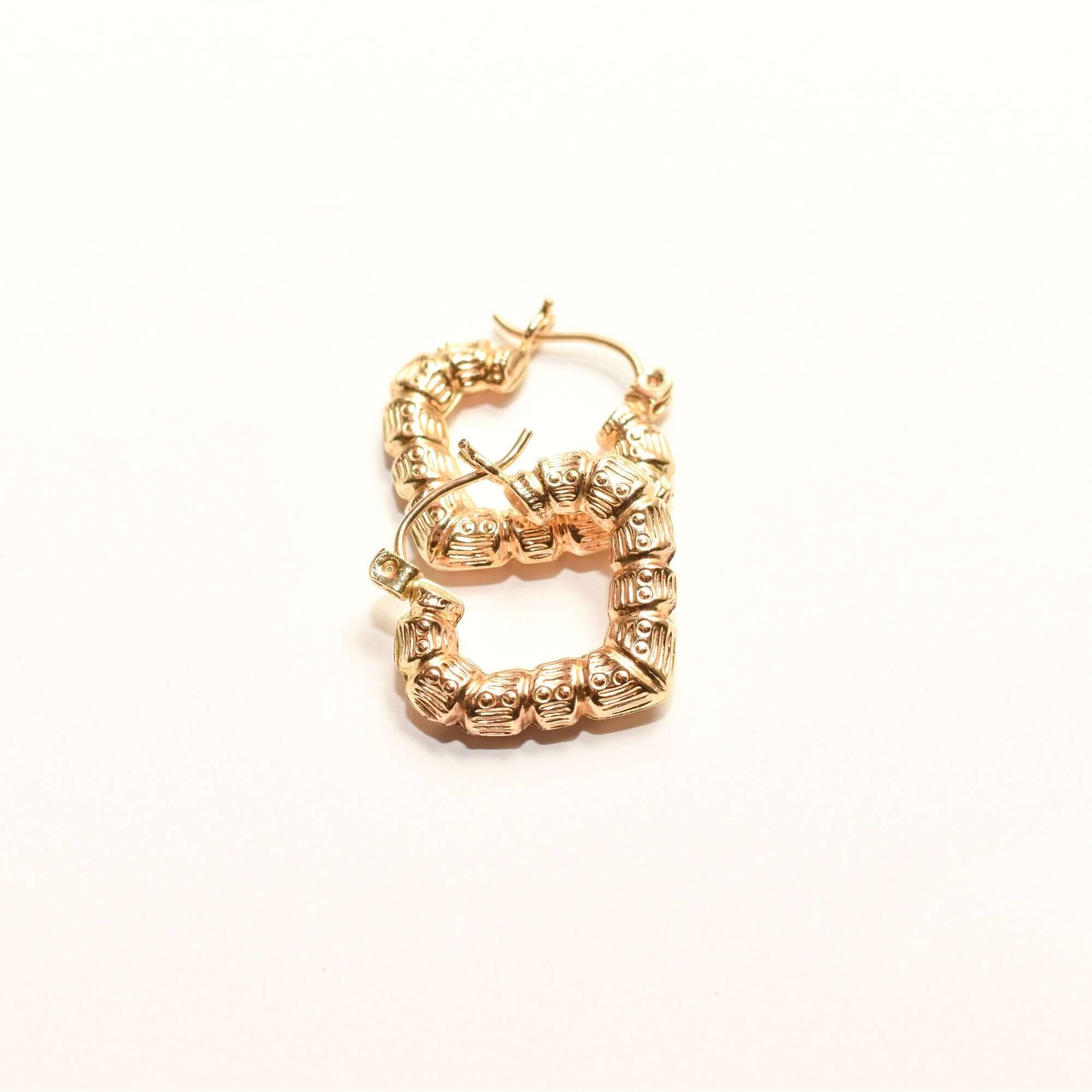 14K Textured Heart-Shaped Gold Hoops