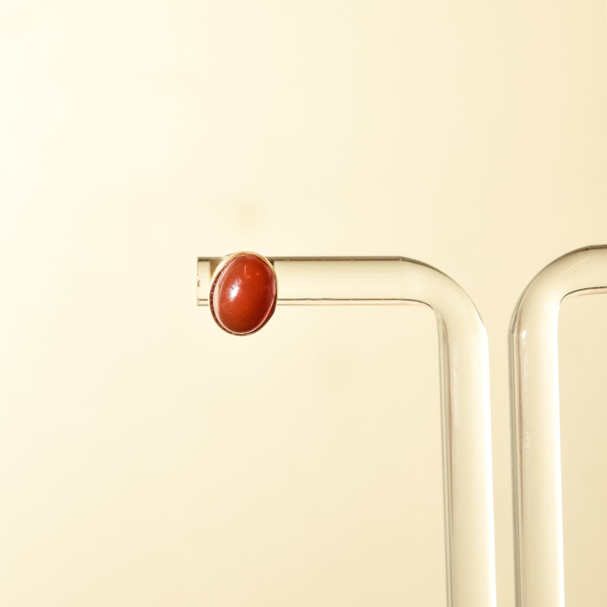 Cute 14K Carnelian Button Studs In Yellow Gold, Valentines Day Gift, 8.5mm