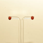 Cute 14K Carnelian Button Studs In Yellow Gold, Valentines Day Gift, 8.5mm
