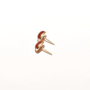 Cute 14K Carnelian Button Studs In Yellow Gold, Valentines Day Gift, 8.5mm