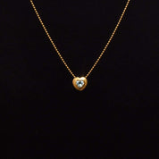 18K Aquamarine Heart Pendant Necklace with Gold Ball Chain