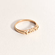Minimalist 14K Yellow Gold 'LOVE' Ring, Cute Gold Stacking Ring, Valentines Day Gift, Size 6 3/4 US