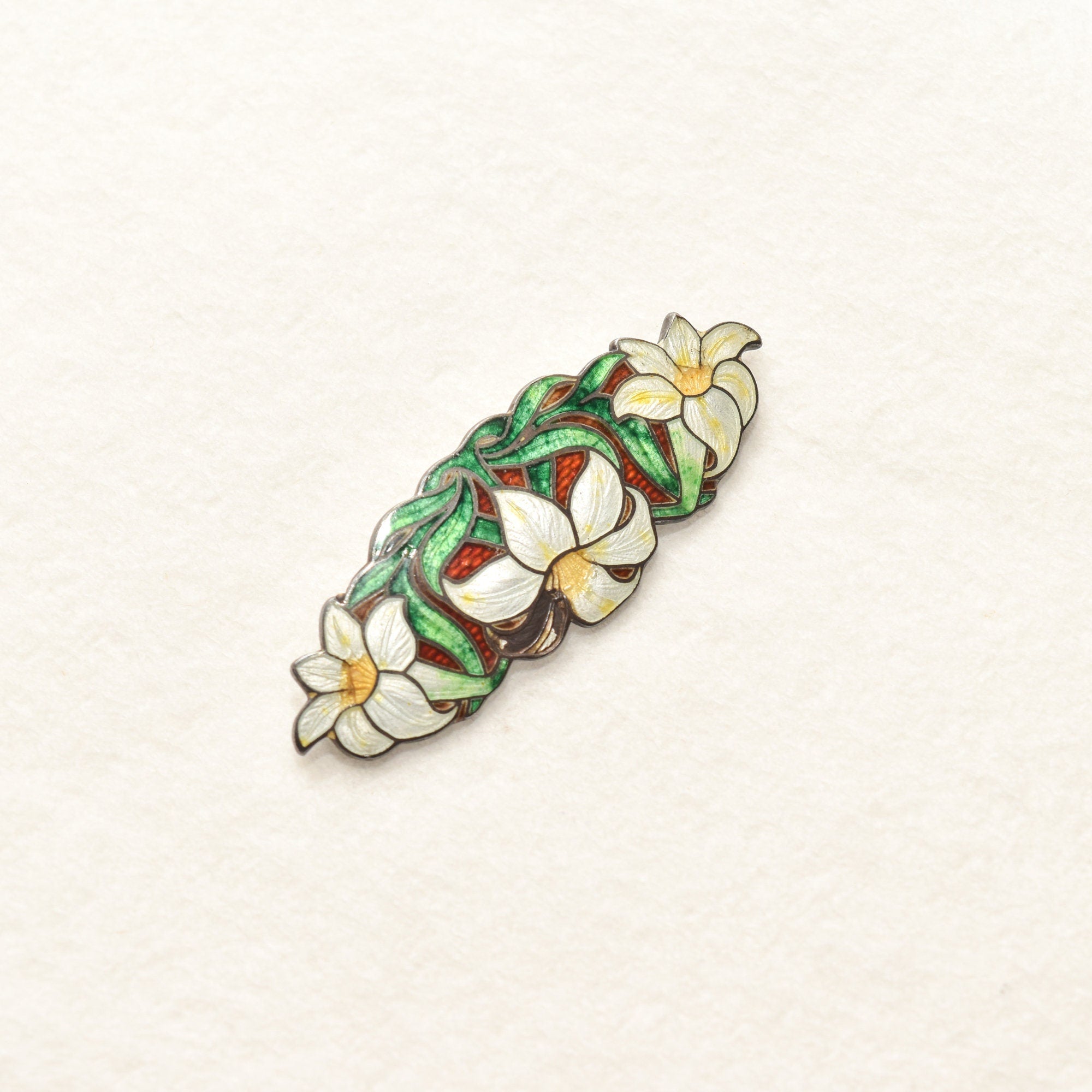 Sheffield Sterling Silver Genuine Cloisonne Flower Brooch