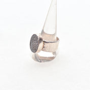 Sparkly Sterling Silver Druzy Quartz Ring, Chunky Hammered Ring, Gemstone Jewelry, Size 10 1/4 US