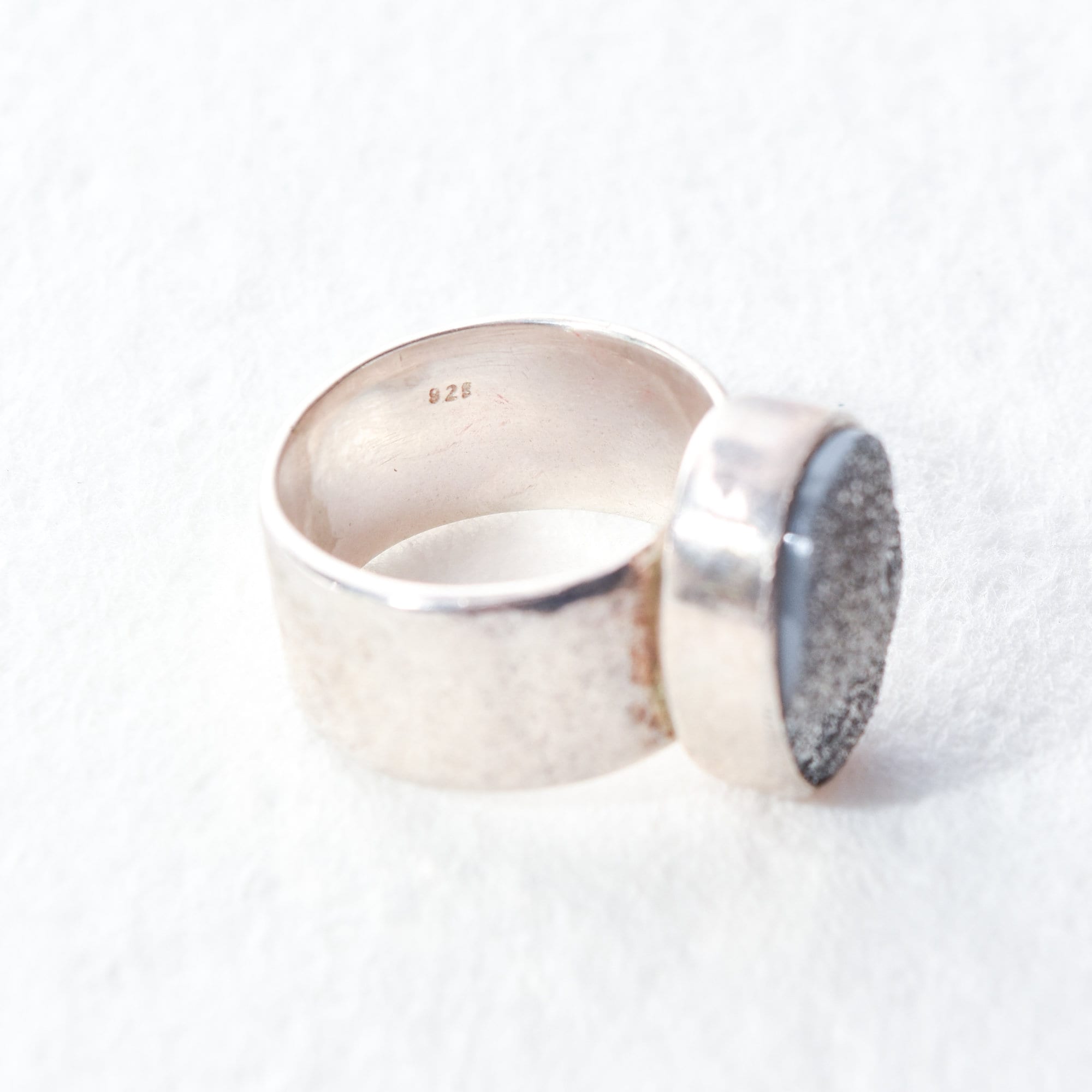 Sparkly Sterling Silver Druzy Quartz Ring, Chunky Hammered Ring, Gemstone Jewelry, Size 10 1/4 US