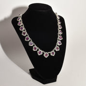 TAXCO Sterling Silver Amethyst Art Deco Necklace, Matilde Poulat Style, Valentines Day Gift, 17.5"