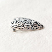 Ornate Sterling Silver Filigree Heart Brooch