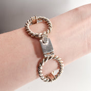 TAXCO Sterling Silver Lasso Oval Link Bracelet, Unisex Bracelet, Modernist Jewelry, 7.75"