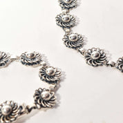 1950's Danish Sterling Silver Flower Link Necklace & Bracelet Set By John Lauritzen