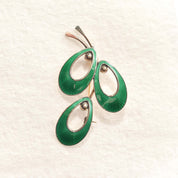 Jemax Denmark Guilloche Enamel Abstract Leaf Brooch, Gilt Sterling Silver, Max Standager, 2.25"