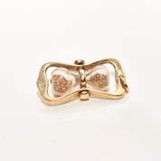 14K Hourglass Pendant With Gold Dust, Movable Swivel Pendant, Estate Jewelry, 36mm