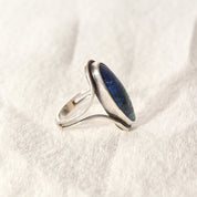 Modernist Sterling Silver Azurite Ring, Gemstone Jewelry, Size 7 1/2 US