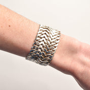 TAXCO Sterling Silver Double Curb Link Bracelet By Rodolfo Espinoza, Chunky Modernist Bracelet, 7.75"