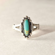 Cute Minimalist Sterling Silver Turquoise Ring, Southwestern Jewelry, Native American, Size 7 US