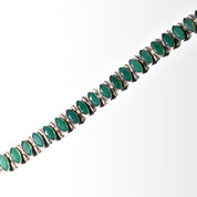 Sterling Silver Emerald Green Marquise Tennis Bracelet, Vibrant Green Gemstones, Adjustable Bracelet, 6.25" - 7.75"
