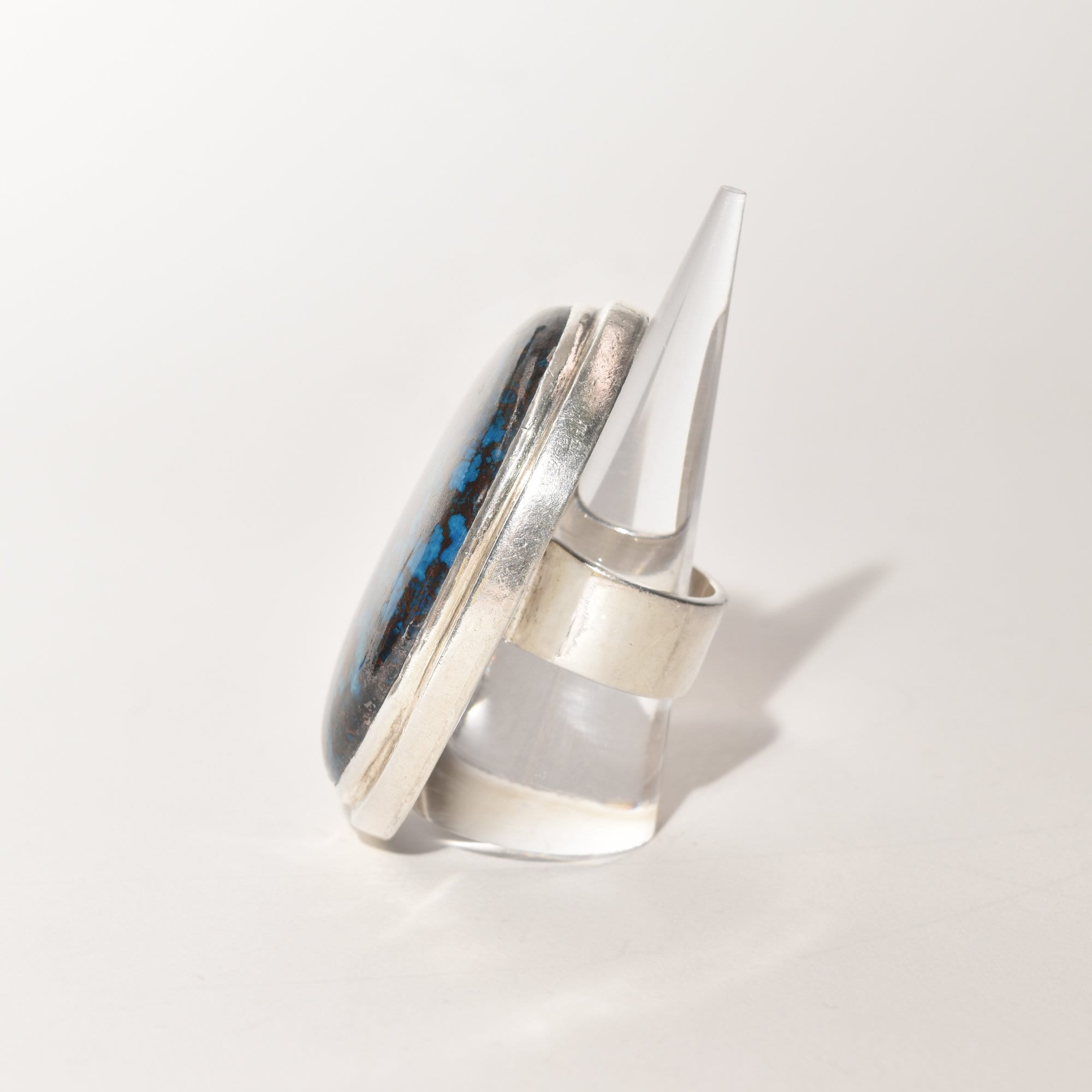 Huge Sterling Silver Blue Matrix Cabochon Statement Ring