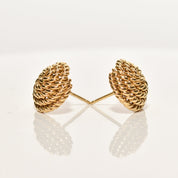 Tiffany & Co Schlumberger 18K Woven Button Stud Earrings, Coiled Rope Earrings, Estate Jewelry, 14.5mm