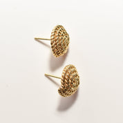 Tiffany & Co Schlumberger 18K Woven Button Stud Earrings, Coiled Rope Earrings, Estate Jewelry, 14.5mm