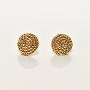 Tiffany & Co Schlumberger 18K Woven Button Stud Earrings, Coiled Rope Earrings, Estate Jewelry, 14.5mm