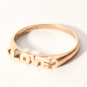 Minimalist 14K Yellow Gold 'LOVE' Ring, Cute Gold Stacking Ring, Valentines Day Gift, Size 6 3/4 US
