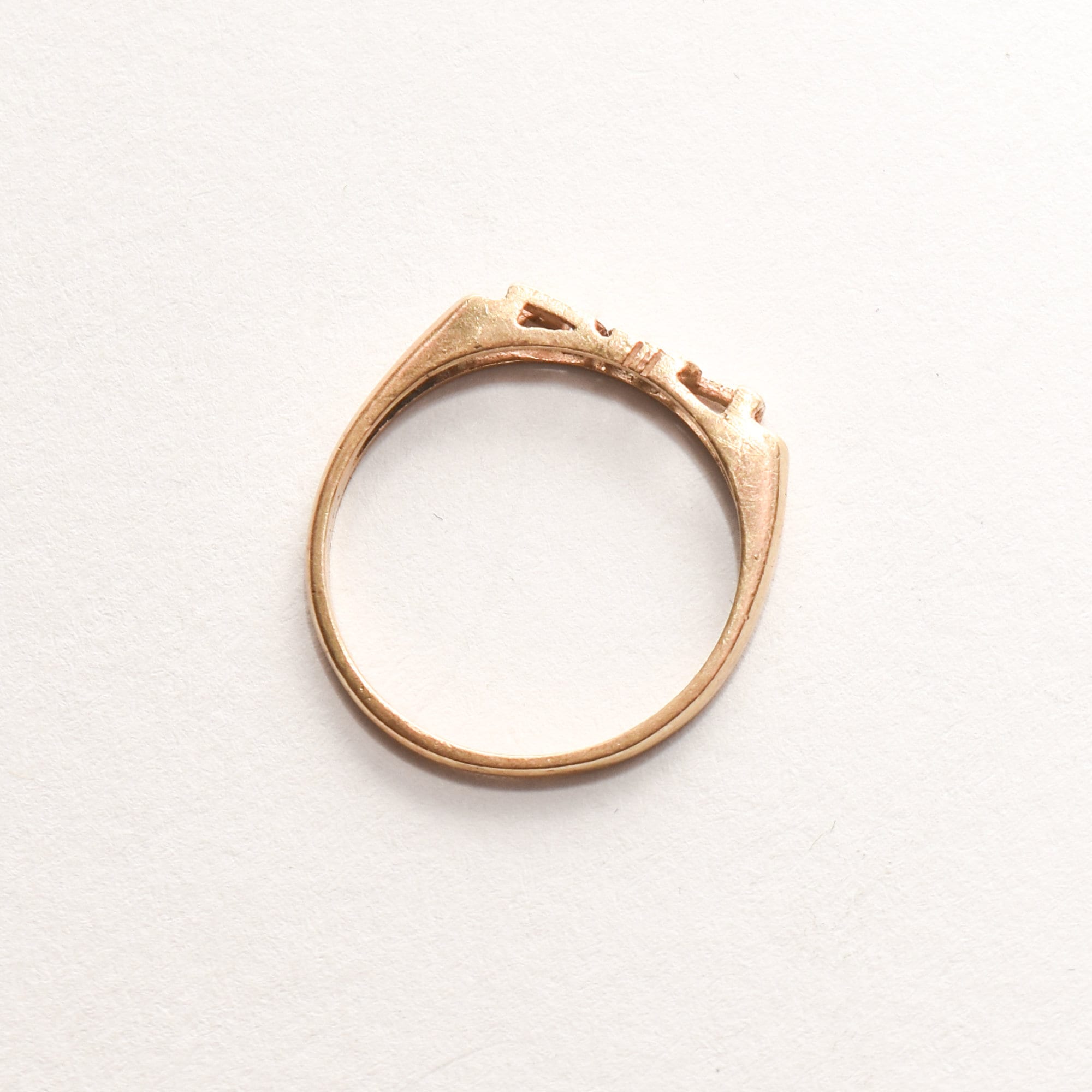 Minimalist 14K Yellow Gold 'LOVE' Ring, Cute Gold Stacking Ring, Valentines Day Gift, Size 6 3/4 US