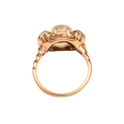 Moonstone Amethyst Flower Ring In 14K Yellow Gold, Estate Jewelry, Size 5 1/4 US