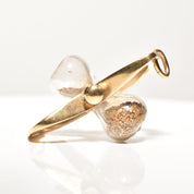 14K Hourglass Pendant With Gold Dust, Movable Swivel Pendant, Estate Jewelry, 36mm