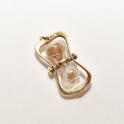 14K Hourglass Pendant With Gold Dust, Movable Swivel Pendant, Estate Jewelry, 36mm