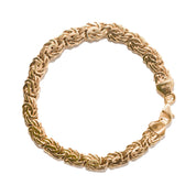 14K Yellow Gold Turkish Byzantine Chain Bracelet, Unisex, Estate Jewelry, 7.25 inches, on White Background