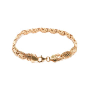 14K Yellow Gold Turkish Byzantine Bracelet, Unisex Gold Chain, Estate Jewelry, 7.25 Inches, Intricate Link Design on White Background