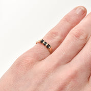Minimalist 14K Black Onyx Inlay Ring, Striped Yellow Gold Stacking Ring, Size 5 1/2 US