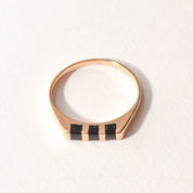 Minimalist 14K Black Onyx Inlay Ring, Striped Yellow Gold Stacking Ring, Size 5 1/2 US