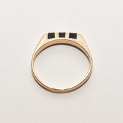 Minimalist 14K Black Onyx Inlay Ring, Striped Yellow Gold Stacking Ring, Size 5 1/2 US
