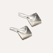 Modernist Sterling Silver Malachite Dangle Earrings, Cute Gemstone Earrings, 1.5" L