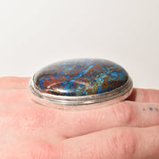 Huge Sterling Silver Blue Matrix Cabochon Statement Ring