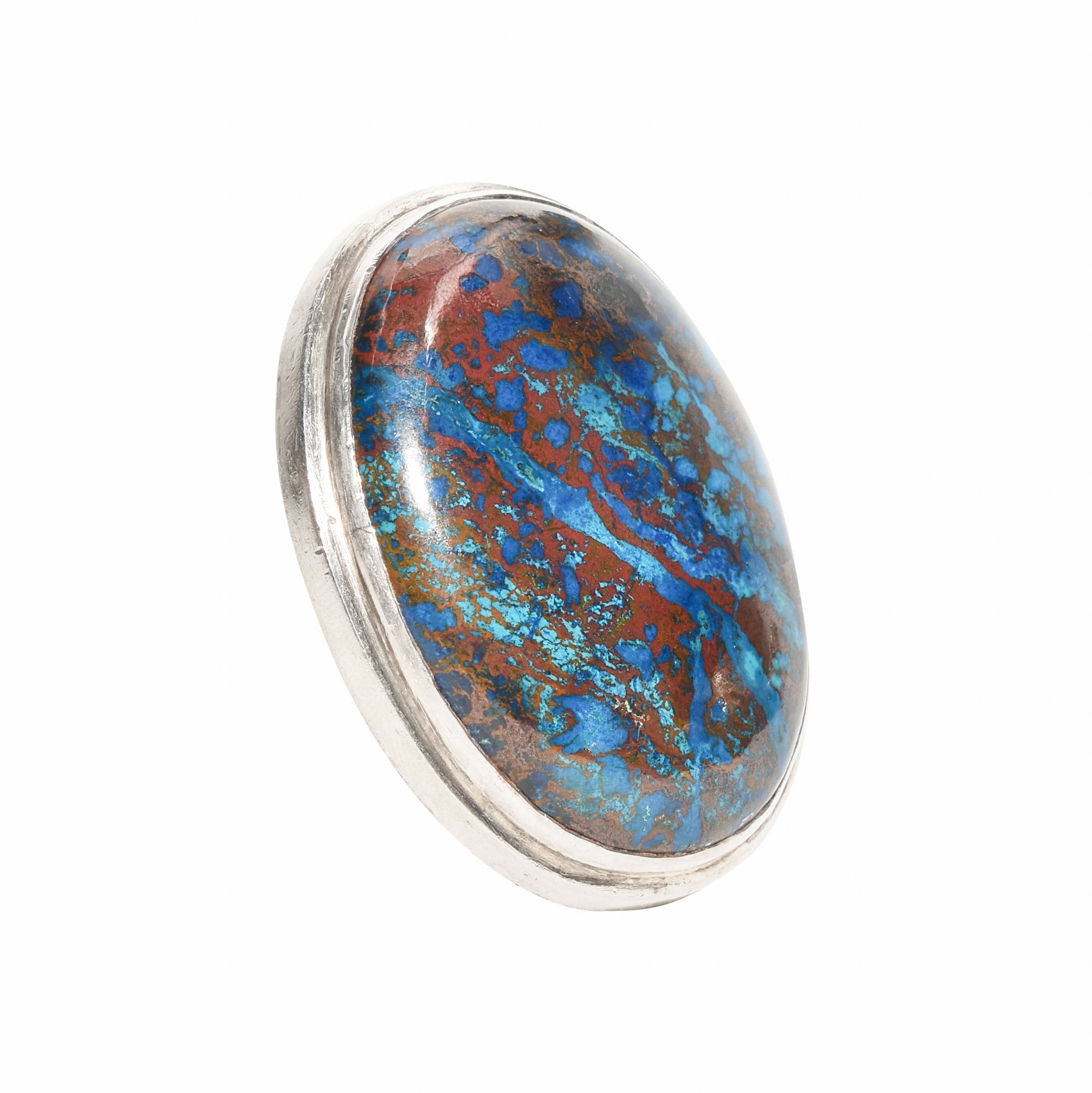 Huge Sterling Silver Blue Matrix Cabochon Statement Ring