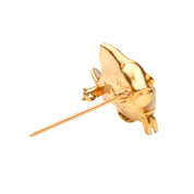 Modernist 14K Gemstone Inlay Fish Pin By Asch Grossbardt, Diamond Accent Eye, Fine Gold Jewelry, 26.5mm